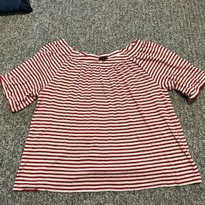 Talbots Red and White Striped Blouse